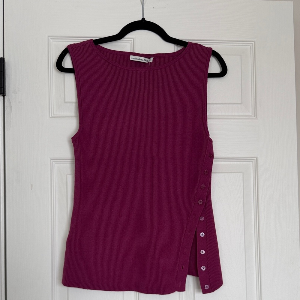 Abercrombie & Fitch Fuchsia Tank Top with Button Detail